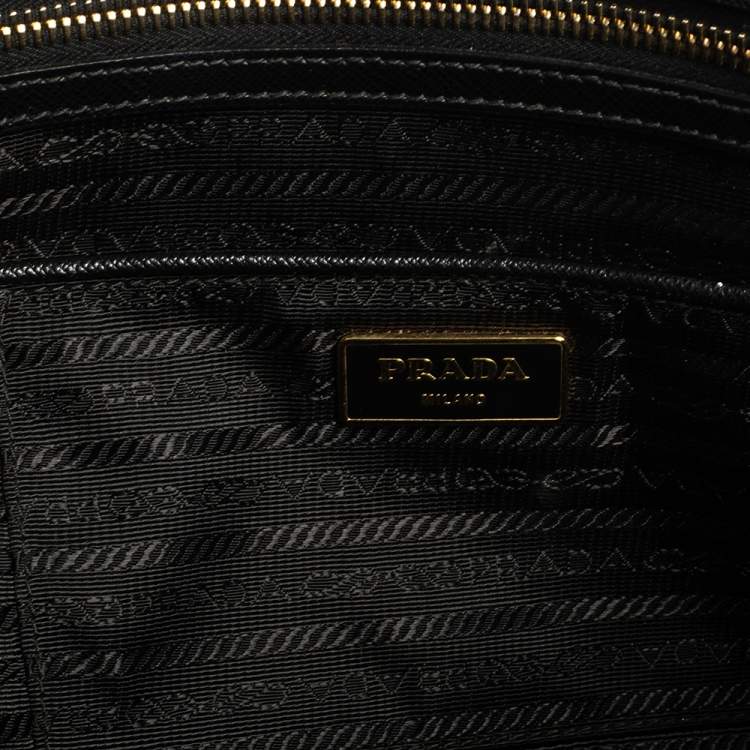 Pre Owned Prada Black Saffiano Lux Leather Large Galleria Double Zip Tote