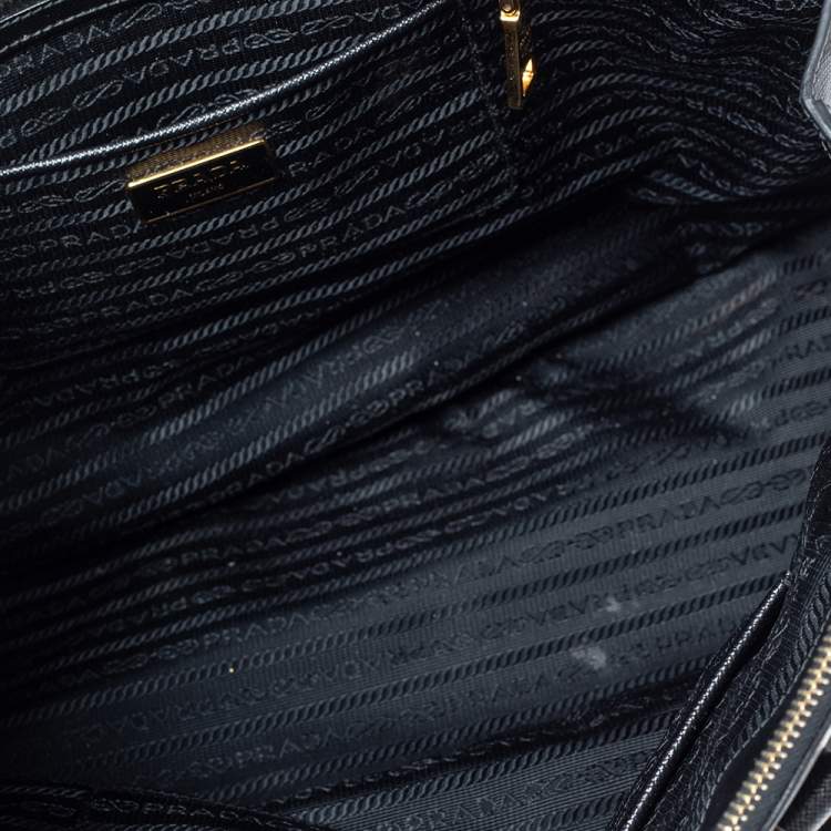 Pre Owned Prada Black Saffiano Lux Leather Large Galleria Double Zip Tote