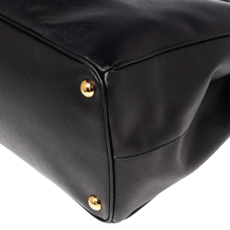Pre Owned Prada Black Saffiano Lux Leather Large Galleria Double Zip Tote