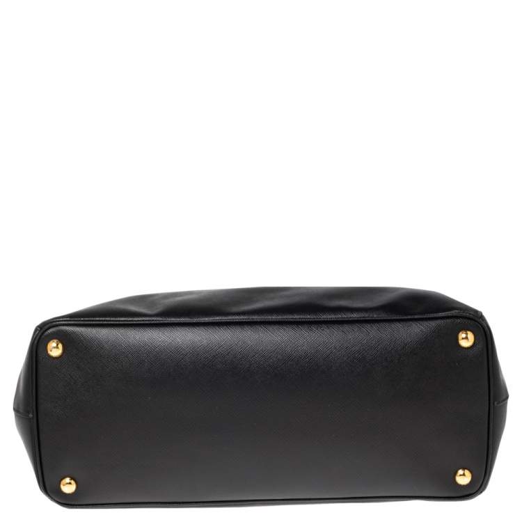Pre Owned Prada Black Saffiano Lux Leather Large Galleria Double Zip Tote
