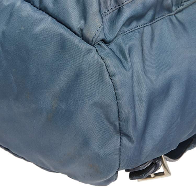 Pre Owned Prada Blue Tessuto Nylon Drawstring Backpack