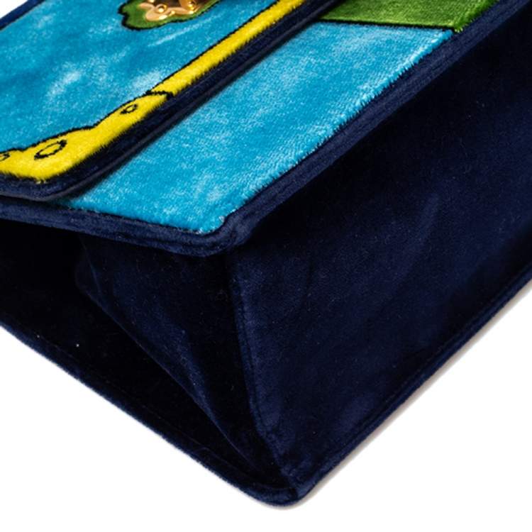 Pre Owned Prada Tri Color Velvet Cahier Top Handle Bag