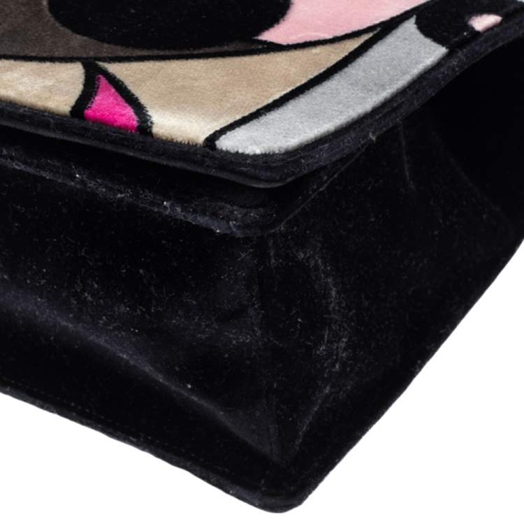 Pre Owned Prada Multicolor Velvet Patchwork Lisolette Watkins Face Print Top Handle Bag 