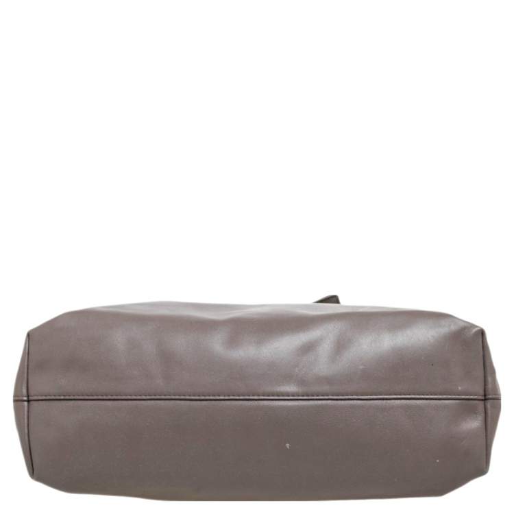 Pre Owned Prada Taupe Leather Shopper Tote