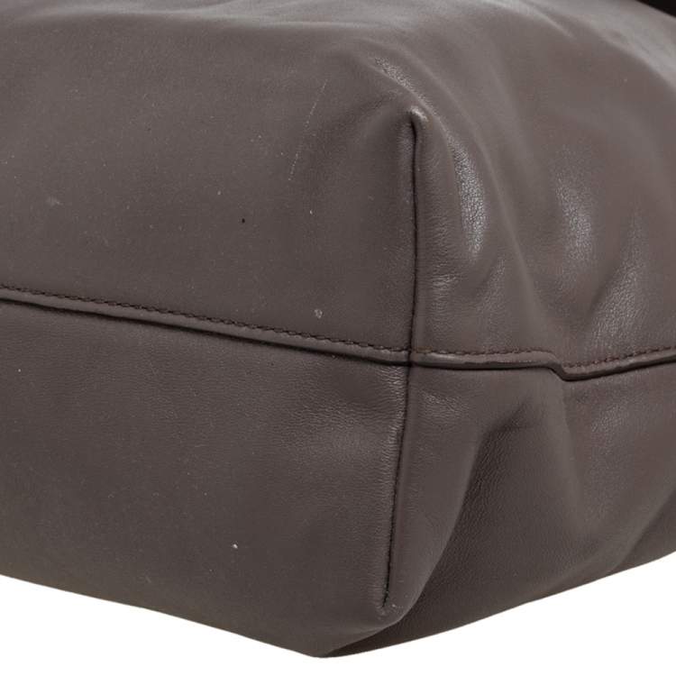 Pre Owned Prada Taupe Leather Shopper Tote