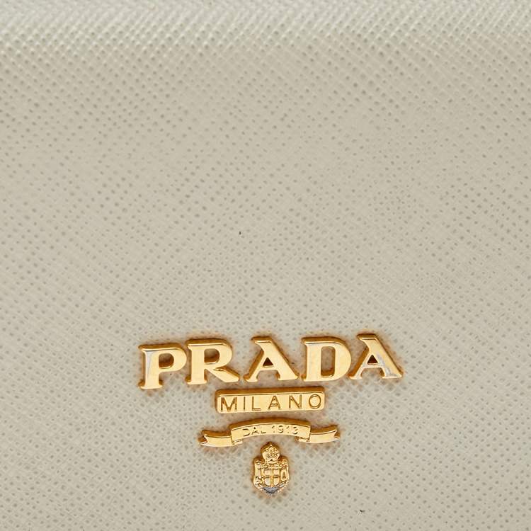 Pre Owned Prada Cera Saffiano Metal Leather Card Holder