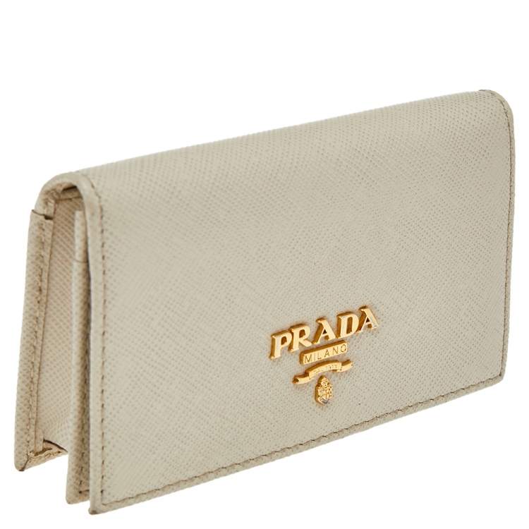 Pre Owned Prada Cera Saffiano Metal Leather Card Holder