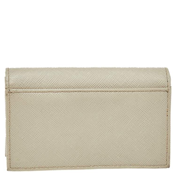 Pre Owned Prada Cera Saffiano Metal Leather Card Holder