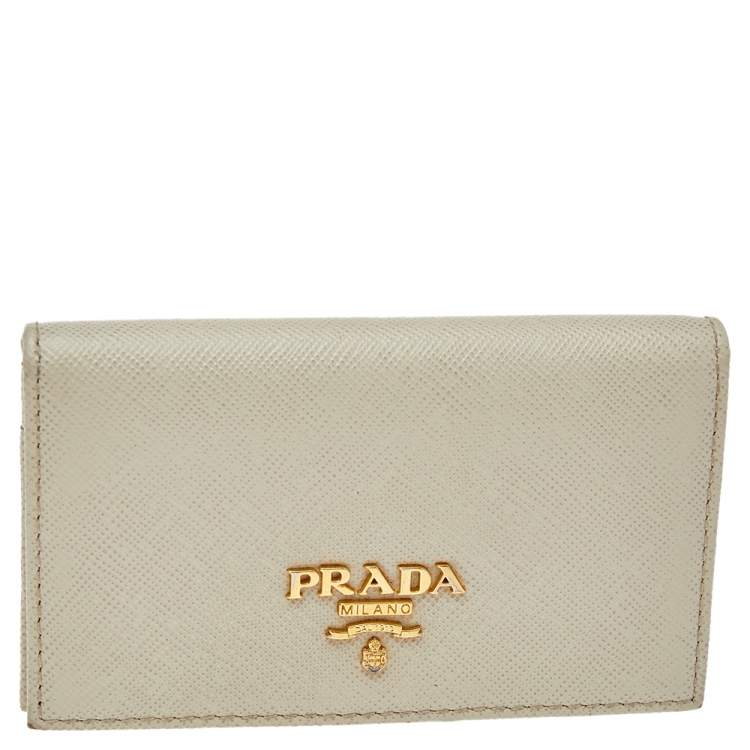 Pre Owned Prada Cera Saffiano Metal Leather Card Holder