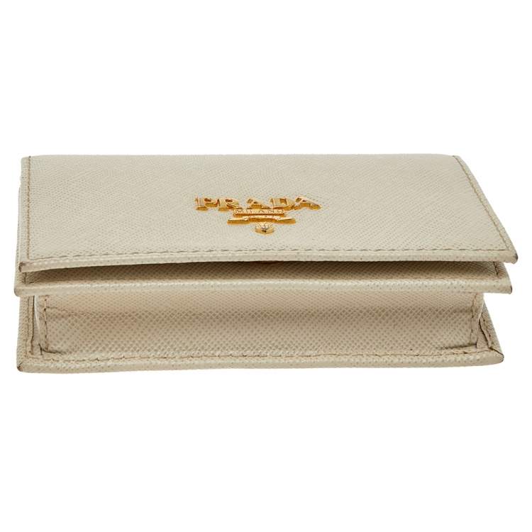 Pre Owned Prada Cera Saffiano Metal Leather Card Holder