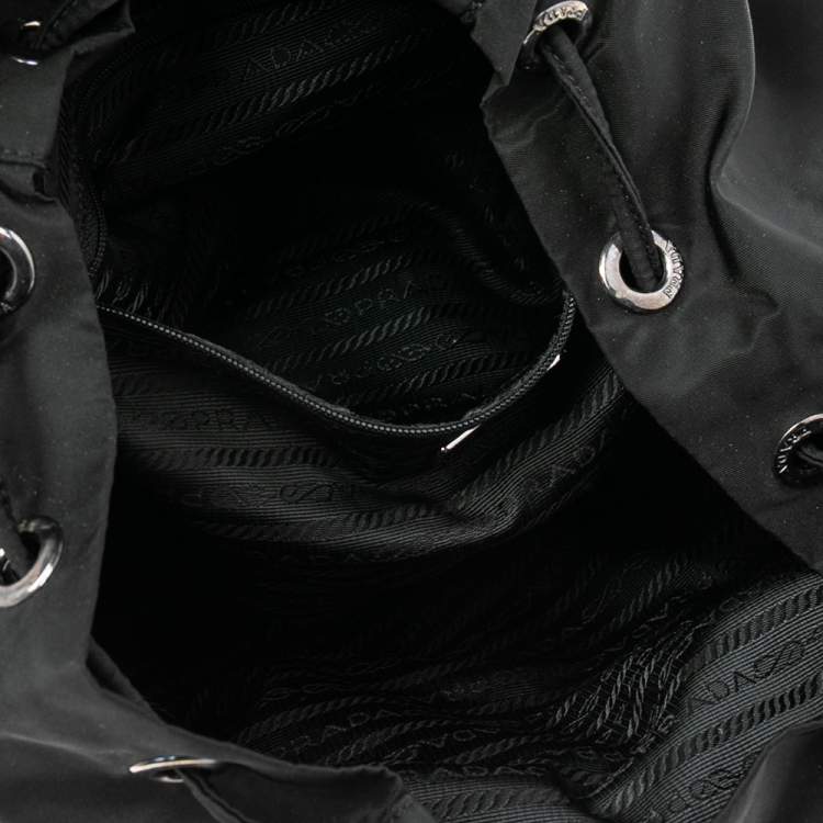 Pre Owned Prada Black Tessuto Nylon Small Drawstring Backpack 