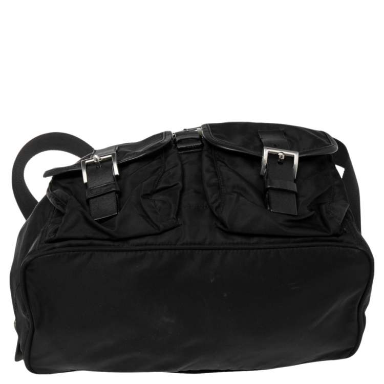 Pre Owned Prada Black Tessuto Nylon Small Drawstring Backpack 
