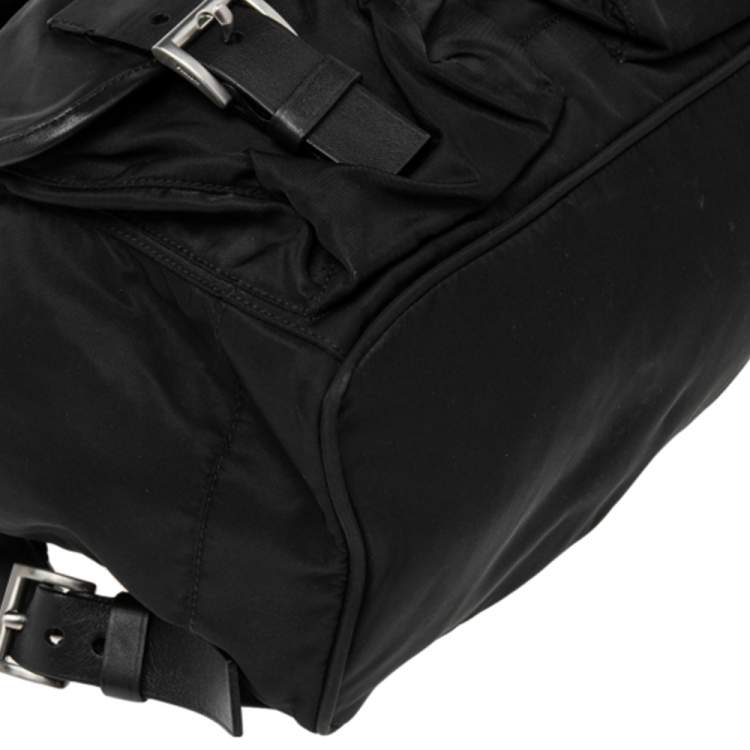 Pre Owned Prada Black Tessuto Nylon Small Drawstring Backpack 