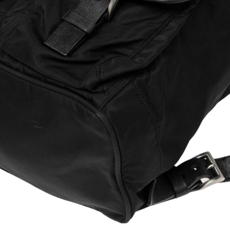 Pre Owned Prada Black Tessuto Nylon Small Drawstring Backpack 