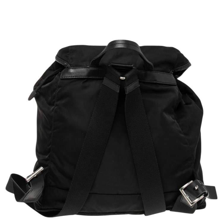 Pre Owned Prada Black Tessuto Nylon Small Drawstring Backpack 