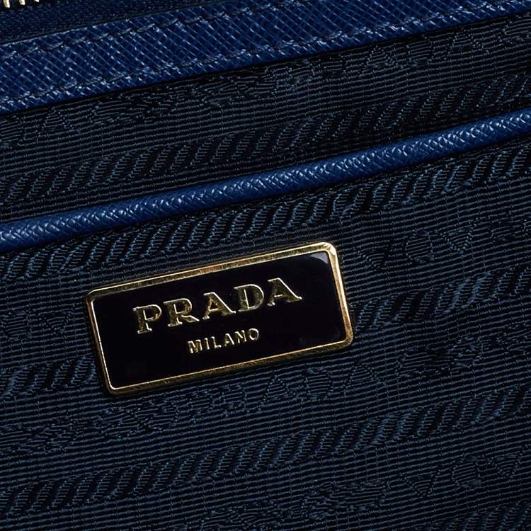 Pre Owned Prada Blue Saffiano Leather Tote