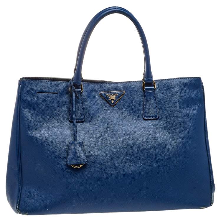 Pre Owned Prada Blue Saffiano Leather Tote