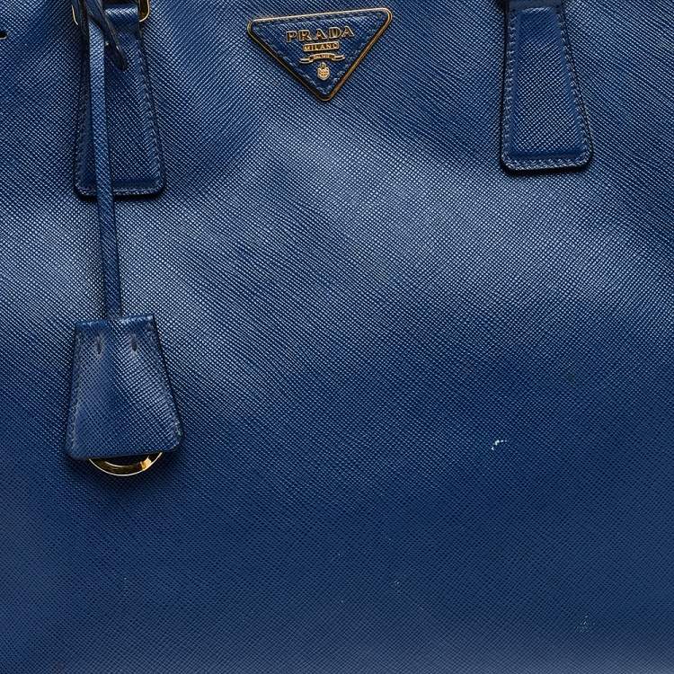 Pre Owned Prada Blue Saffiano Leather Tote