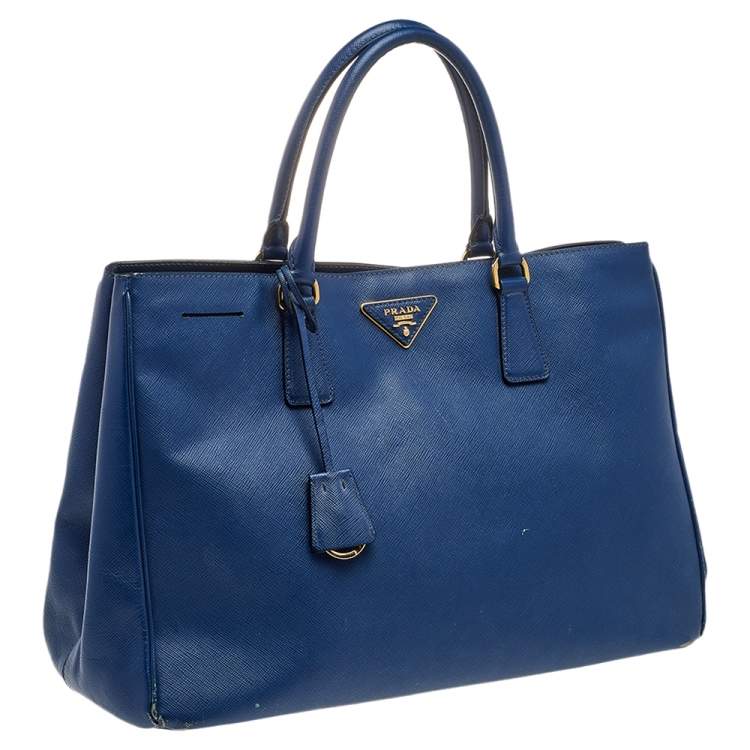 Pre Owned Prada Blue Saffiano Leather Tote