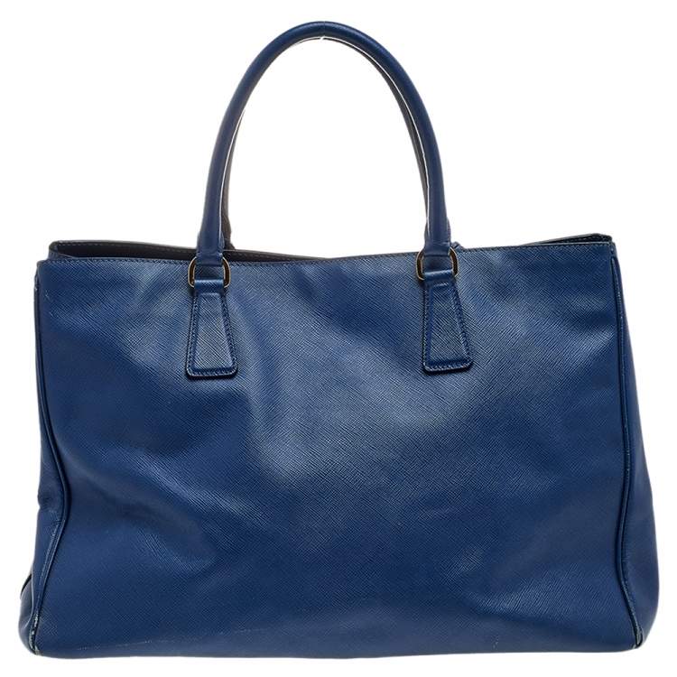 Pre Owned Prada Blue Saffiano Leather Tote