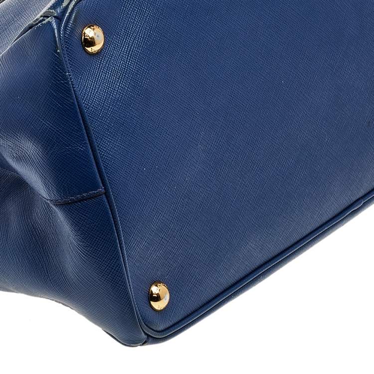 Pre Owned Prada Blue Saffiano Leather Tote