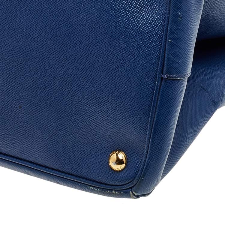 Pre Owned Prada Blue Saffiano Leather Tote
