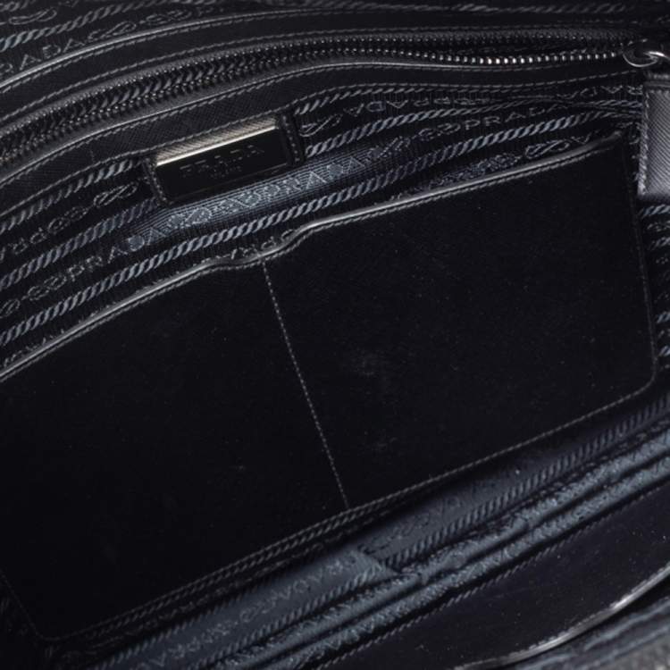 Pre Owned Prada Black Nylon and Leather Briefcase 