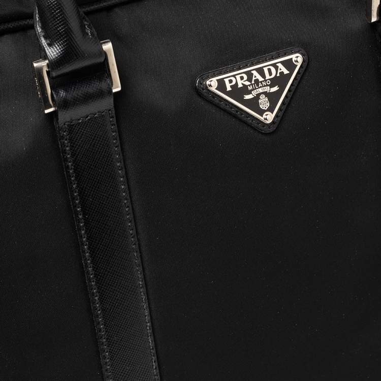Pre Owned Prada Black Nylon and Leather Briefcase 