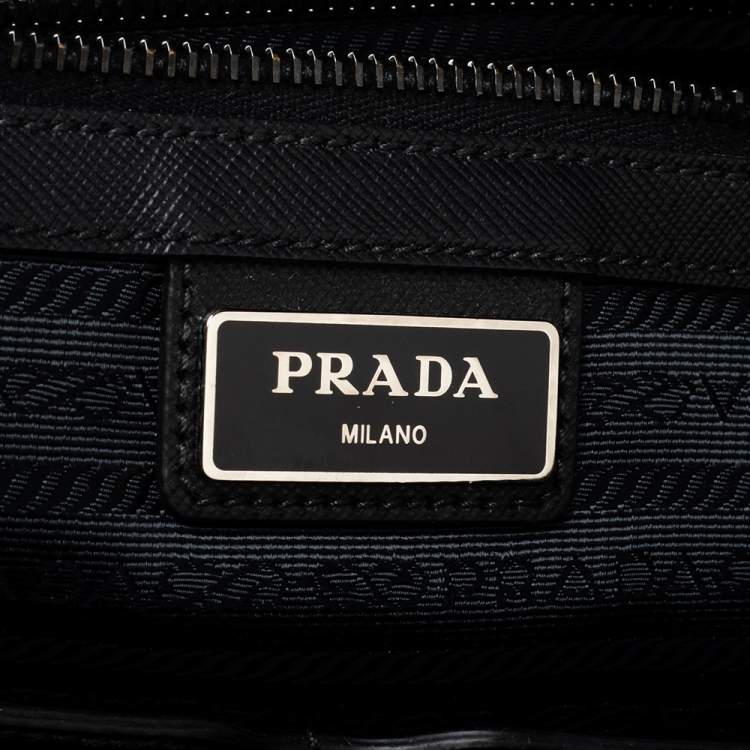 Pre Owned Prada Black Nylon and Leather Briefcase 