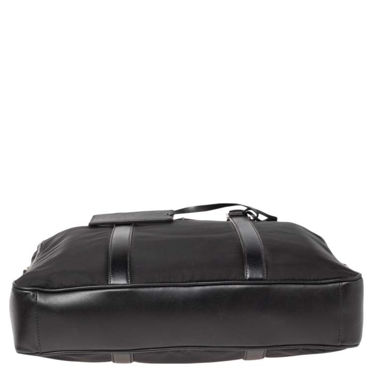 Pre Owned Prada Black Nylon and Leather Briefcase 