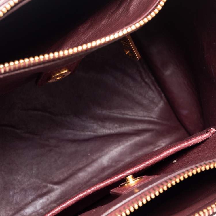 Pre Owned Prada Red Ostrich Twin Pocket Tote