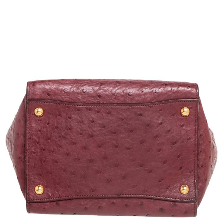 Pre Owned Prada Red Ostrich Twin Pocket Tote