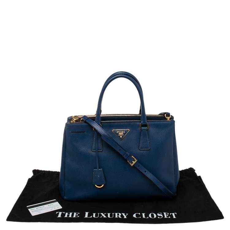 مملوكة مسبقًا Prada Blue Saffiano Lux Leather Medium Galleria Tote