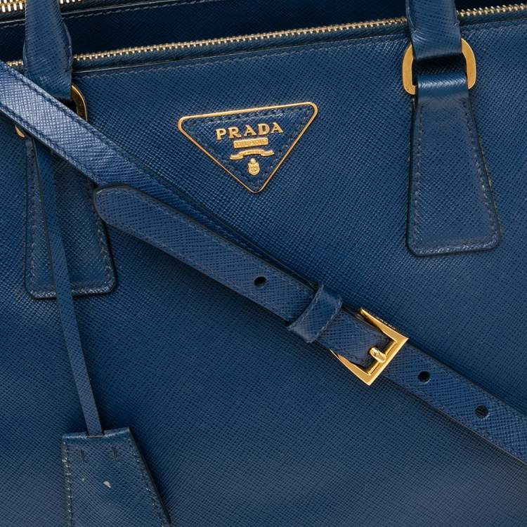 مملوكة مسبقًا Prada Blue Saffiano Lux Leather Medium Galleria Tote
