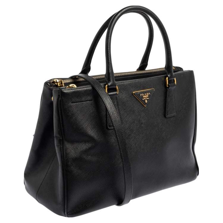 Pre Owned Prada Black Saffiano Lux Leather Medium Galleria Tote