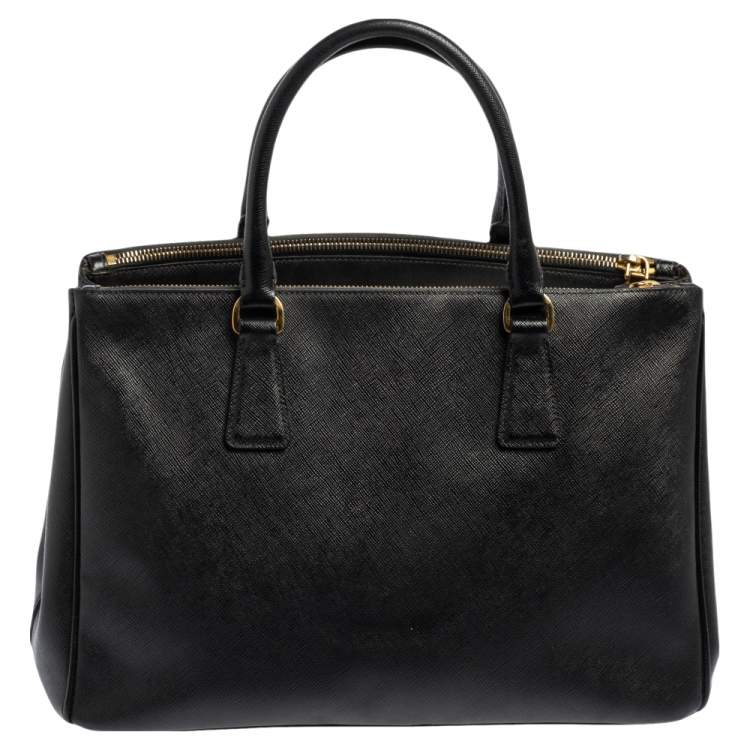 Pre Owned Prada Black Saffiano Lux Leather Medium Galleria Tote