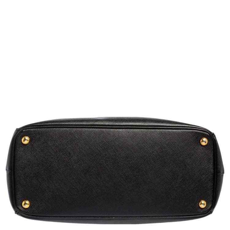 Pre Owned Prada Black Saffiano Lux Leather Medium Galleria Tote