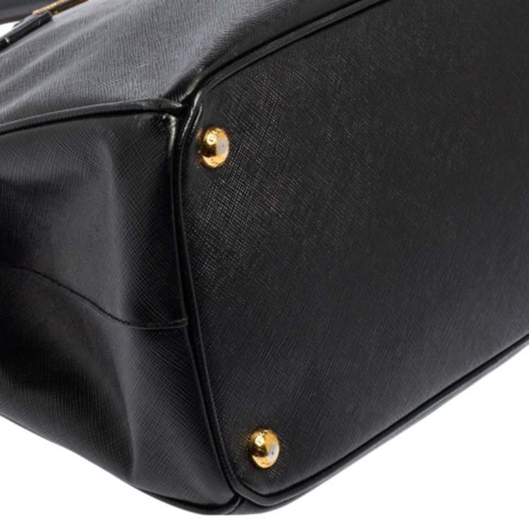 Pre Owned Prada Black Saffiano Lux Leather Medium Galleria Tote