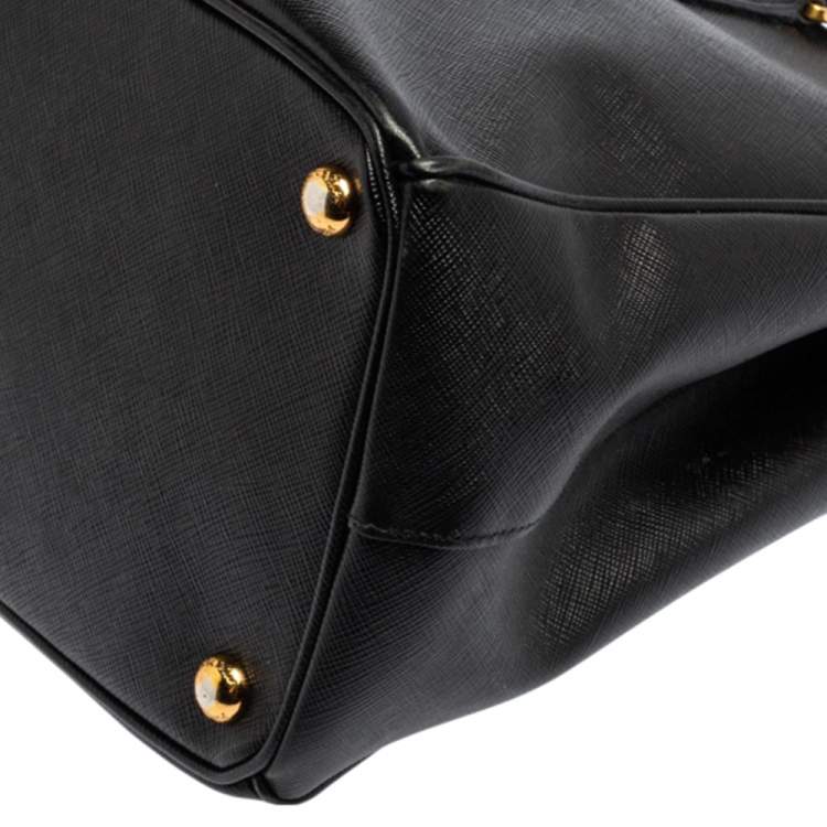 Pre Owned Prada Black Saffiano Lux Leather Medium Galleria Tote