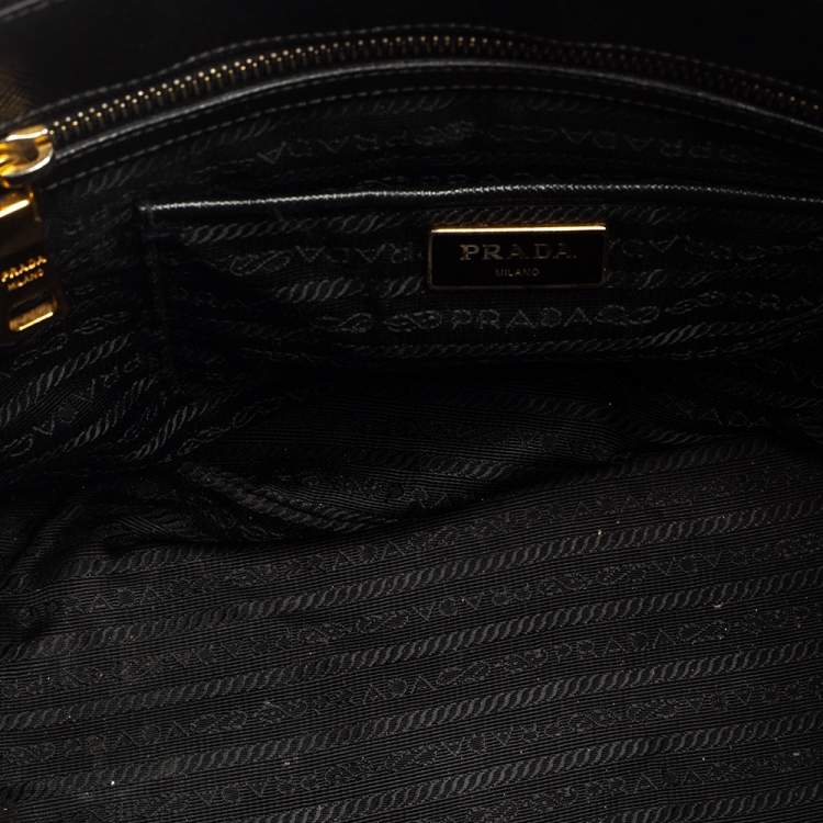 Pre Owned Prada Black Saffiano Lux Leather Medium Galleria Tote