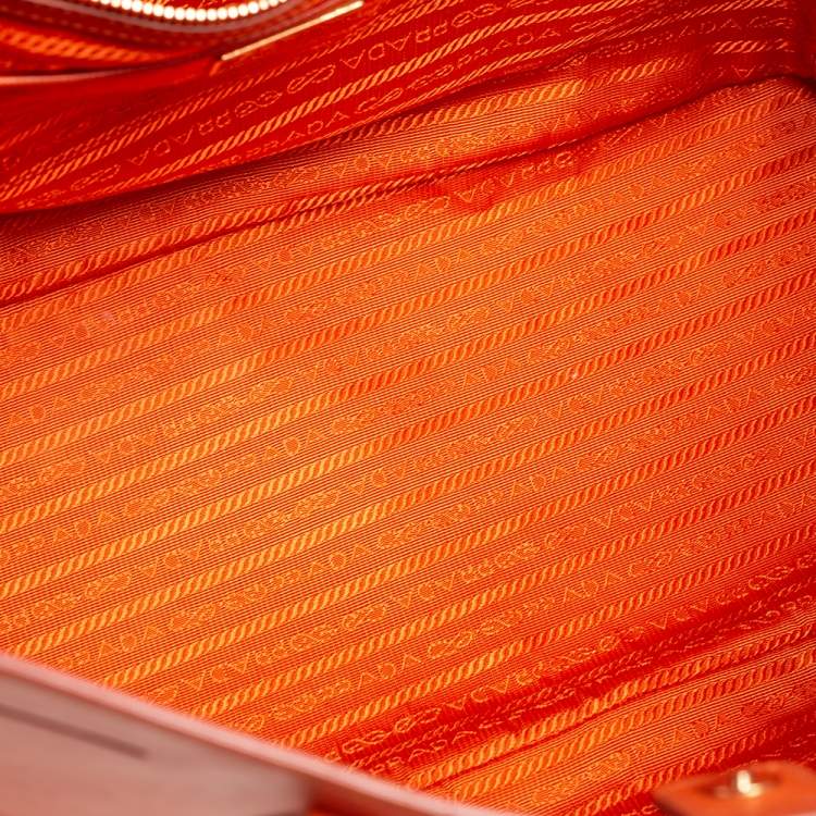 Pre Owned Prada Orange Saffiano Lux Leather Large Galleria Tote