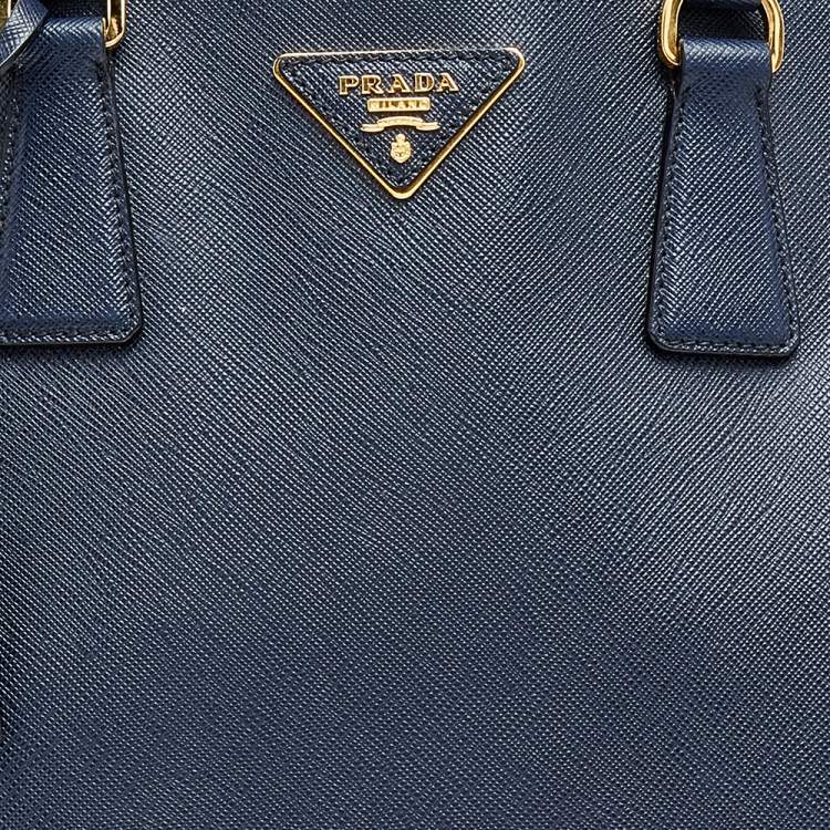 Pre Owned Prada Dark Blue Saffiano Lux Leather Medium Galleria Tote
