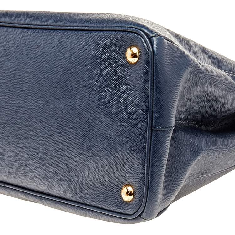 Pre Owned Prada Dark Blue Saffiano Lux Leather Medium Galleria Tote