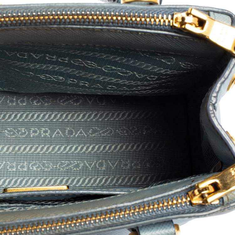Pre Owned Prada Light Blue Saffiano Leather Mini Galleria Tote
