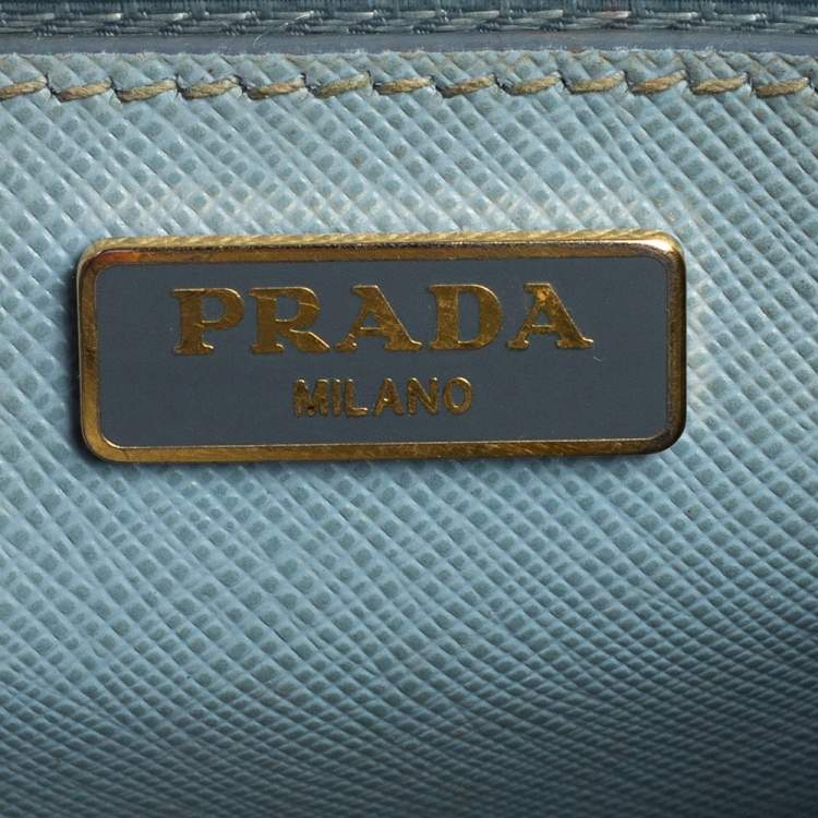 Pre Owned Prada Light Blue Saffiano Leather Mini Galleria Tote