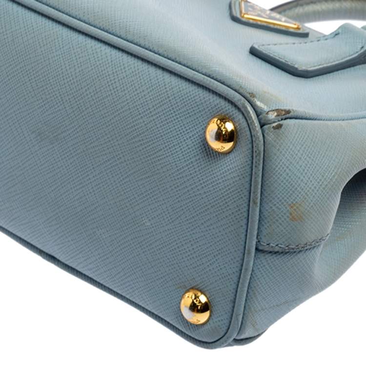Pre Owned Prada Light Blue Saffiano Leather Mini Galleria Tote