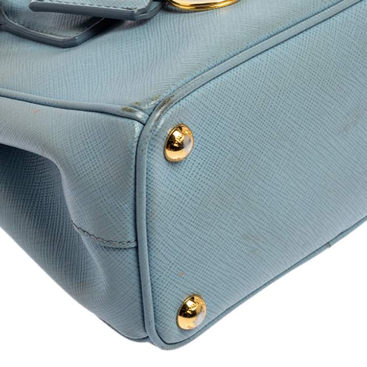 Pre Owned Prada Light Blue Saffiano Leather Mini Galleria Tote