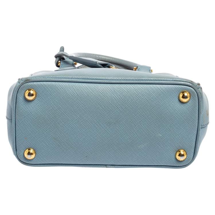 Pre Owned Prada Light Blue Saffiano Leather Mini Galleria Tote