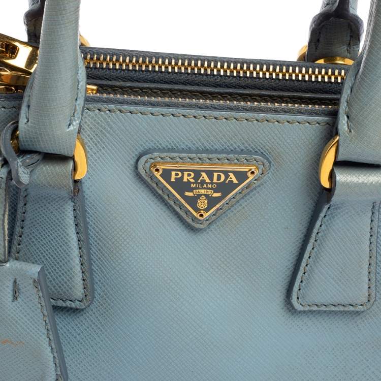Pre Owned Prada Light Blue Saffiano Leather Mini Galleria Tote