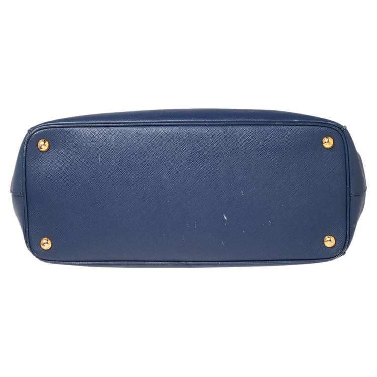 Pre Owned Prada Blue Saffiano Leather Large Galleria Double Zip Tote